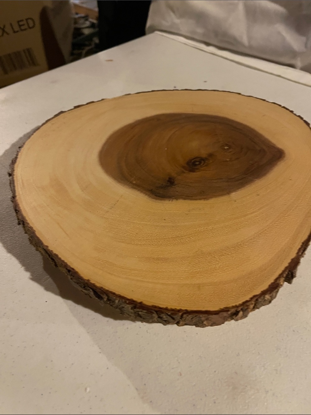 Natural Wood Slice Round Serving Stand